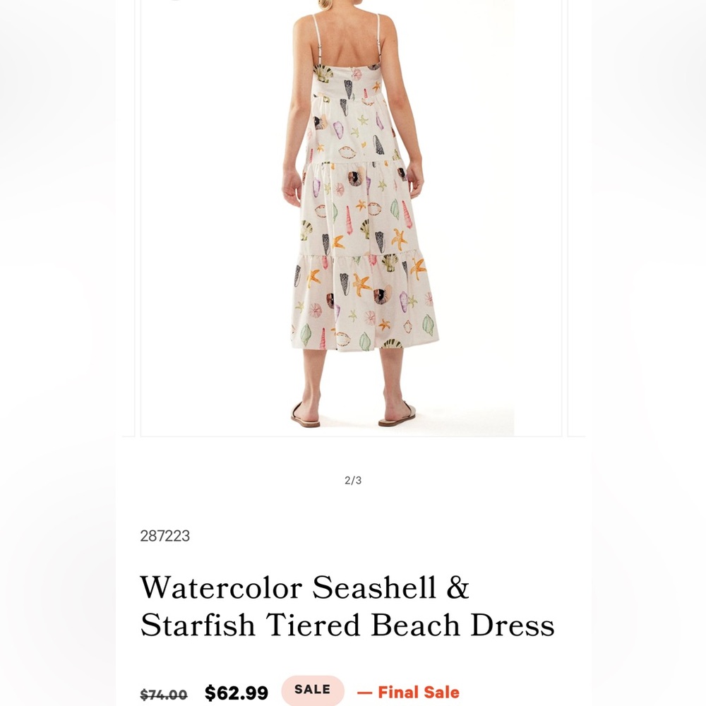 Watercolor Seashell and Starfish Tiered Beach Dress large - Picture 3 of 3